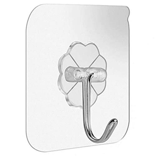 Self Adhesive Wall Hooks- 30 Pcs Heavy Duty Wall Hooks for Hanging | Nail Free Sticky Hooks for Wall Heavy Items Without Drilling, Transparent Wall Hanger Hook (Flower Hook, 30)