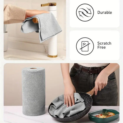 Microfiber Cleaning Cloth Roll 20 Pcs, Reusable Kitchen Towel Roll, Ultra Absorbent Lint Free Washable Kitchen Cleaning Cloth, Tearable Dusting & Glass Cleaning Cloth, 25 x 25 cm