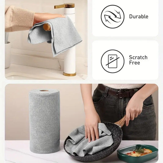 Microfiber Cleaning Cloth Roll 20 Pcs, Reusable Kitchen Towel Roll, Ultra Absorbent Lint Free Washable Kitchen Cleaning Cloth, Tearable Dusting & Glass Cleaning Cloth, 25 x 25 cm